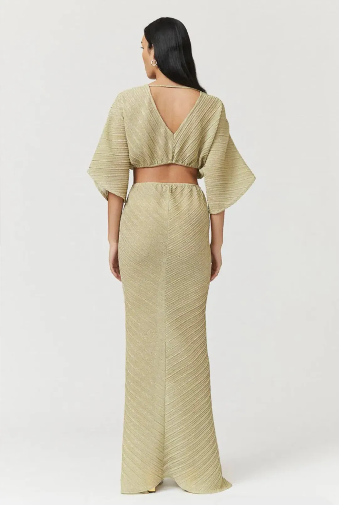 Suboo Stevie Cross Over Midi Dress Gold Size M / AU 10 for rent on The Volte - main image