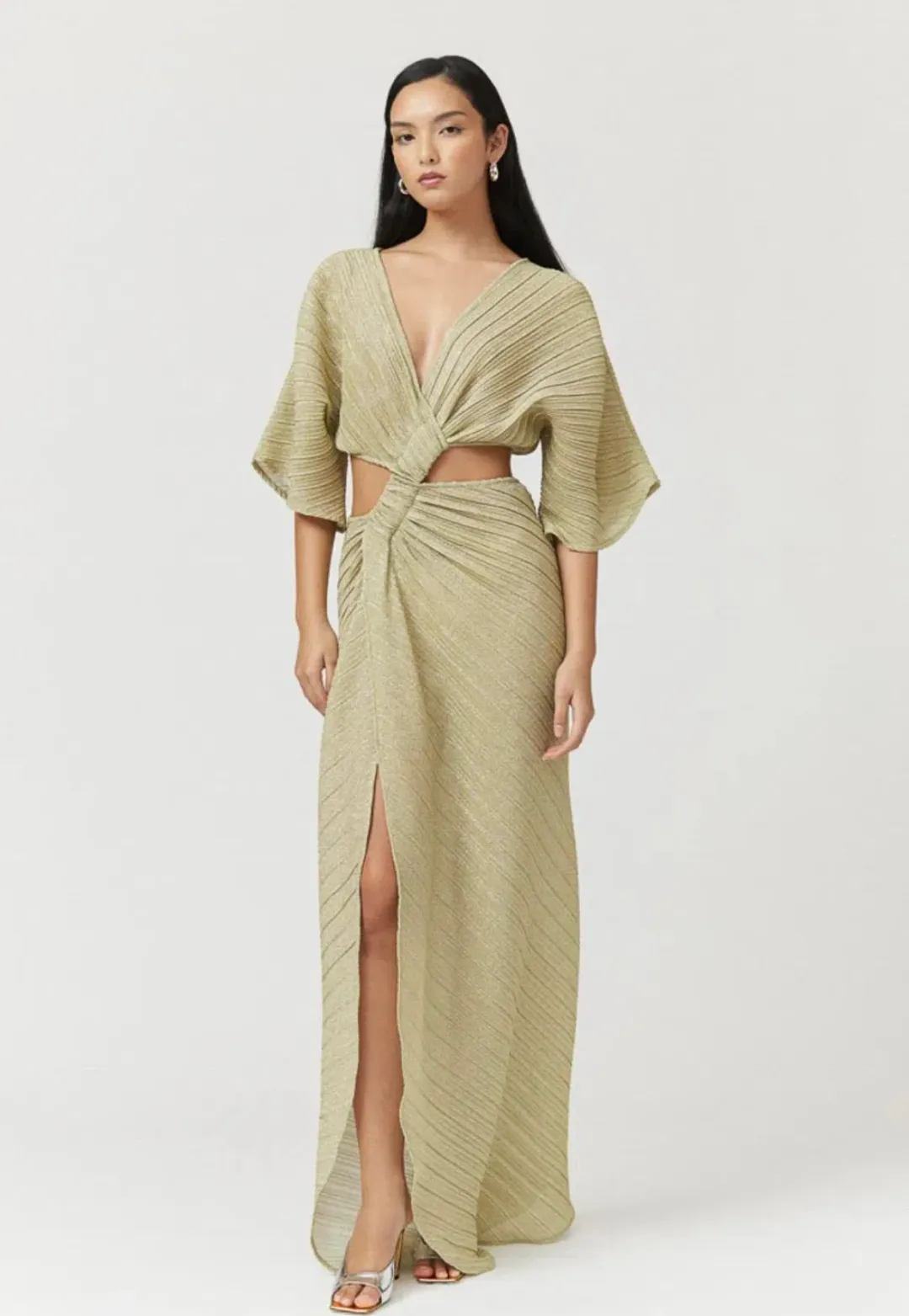 Suboo Stevie Cross Over Midi Dress Gold Size M / AU 10 for rent on The Volte - main image