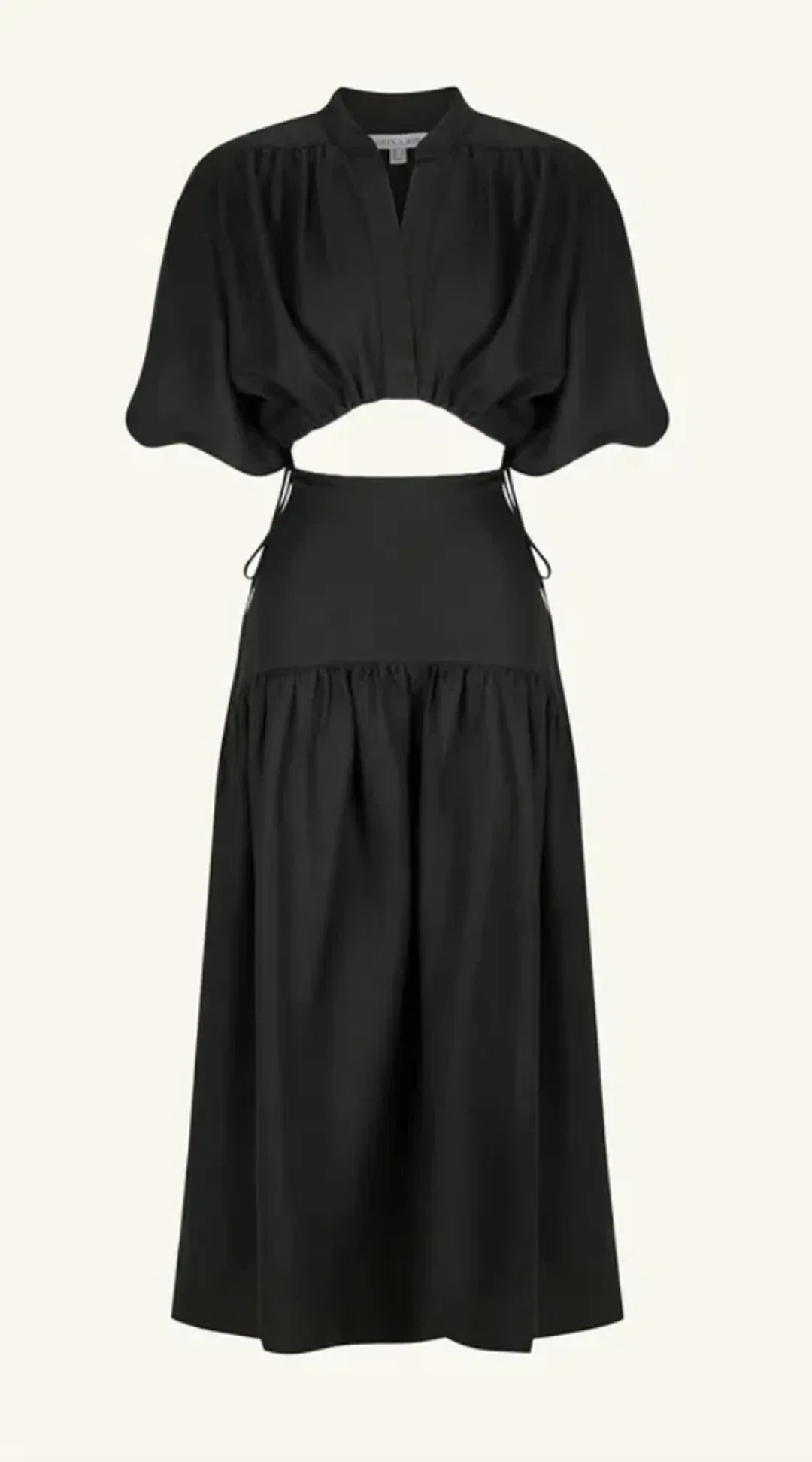 Shona Joy Mare Linen Deconstructed Midi Dress Black Size 8  for rent on The Volte - main image