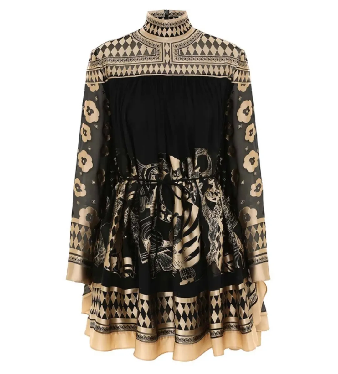 Zimmermann The Illustration Otto Mini Dress in Black/Tea Size OP/Au 6  for rent on The Volte - main image