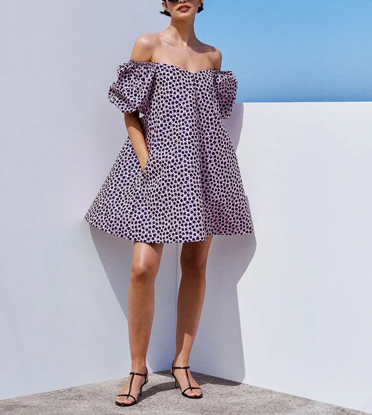 Scanlan Theodore Floral Trapeze Mini Dress Pink Size 6 for rent on The Volte - main image