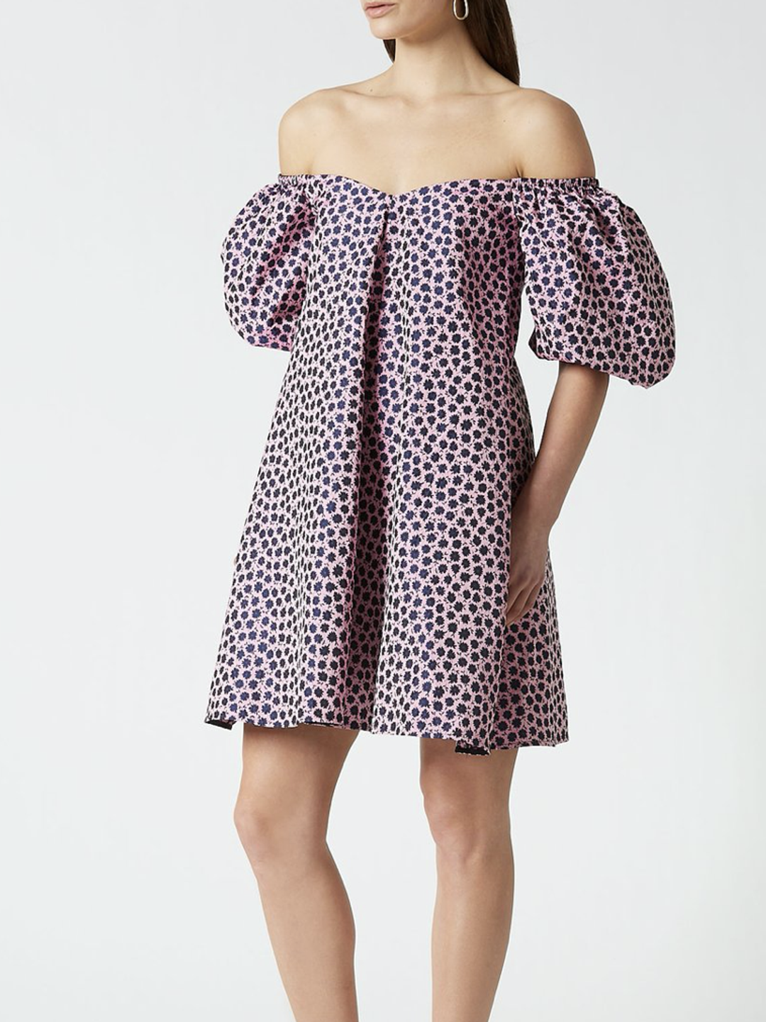 Scanlan Theodore Floral Trapeze Mini Dress Pink Size 6 for rent on The Volte - main image