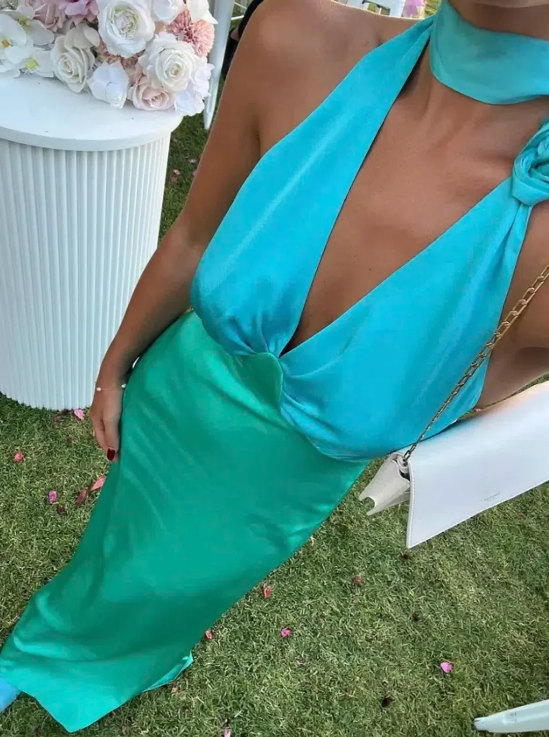 The Wolf Gang Oahu Slip Maxi Dress - Blue Aquamarine | Size  M , Medium , AU 10 for rent on The Volte - main image