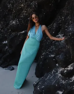 The Wolf Gang Oahu Slip Maxi Dress - Blue Aquamarine | Size  M , Medium , AU 10 for rent on The Volte - image 6