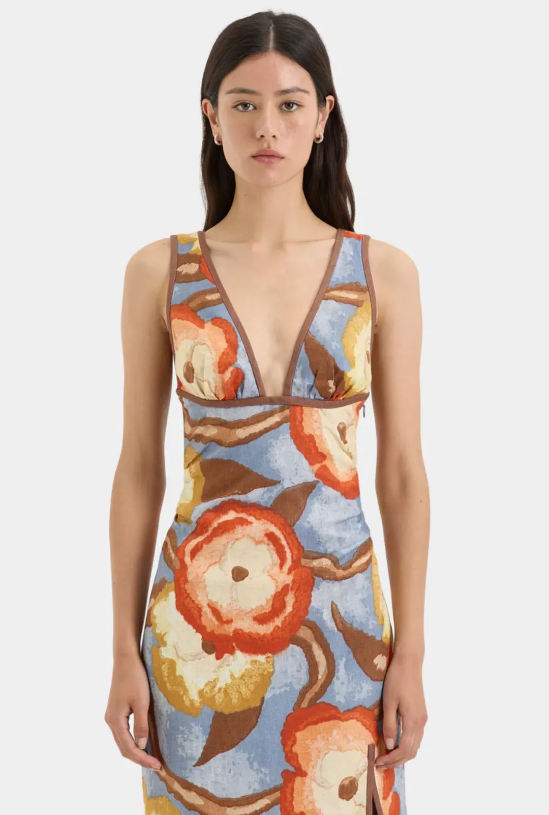 Sir The Label Avery V Neck Midi Dress Camellia Floral Print Size 1 / AU 8 for rent on The Volte - main image