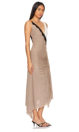 Bec & Bridge Abrielle Asym Midi Dress Taupe/Ivory Size 10 for rent on The Volte - image 2