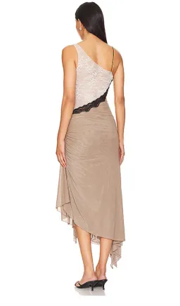 Bec & Bridge Abrielle Asym Midi Dress Taupe/Ivory Size 10 for rent on The Volte - image 3