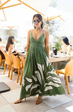 Aje Planetary Maxi Dress Abstract Fern Green Size 8 for rent on The Volte - image 3