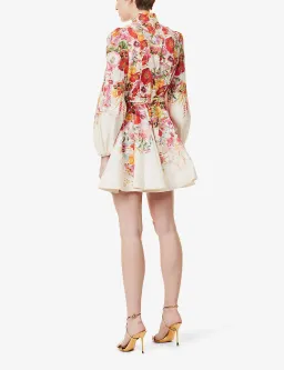 Zimmermann Wonderland Buttoned Mini Dress in Elka Poppy Ivory Border Size 1 / AU 10 for rent on The Volte - image 2