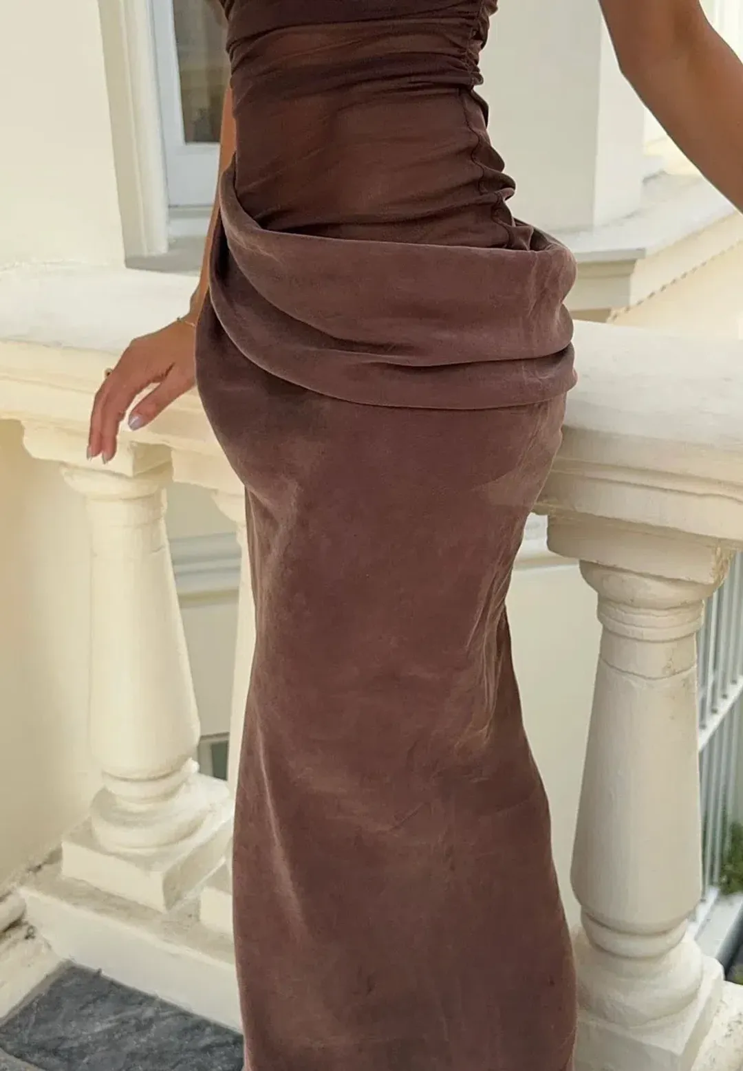 Benni Gina Maxi Dress Chocolate Brown Size 8 for rent on The Volte - main image