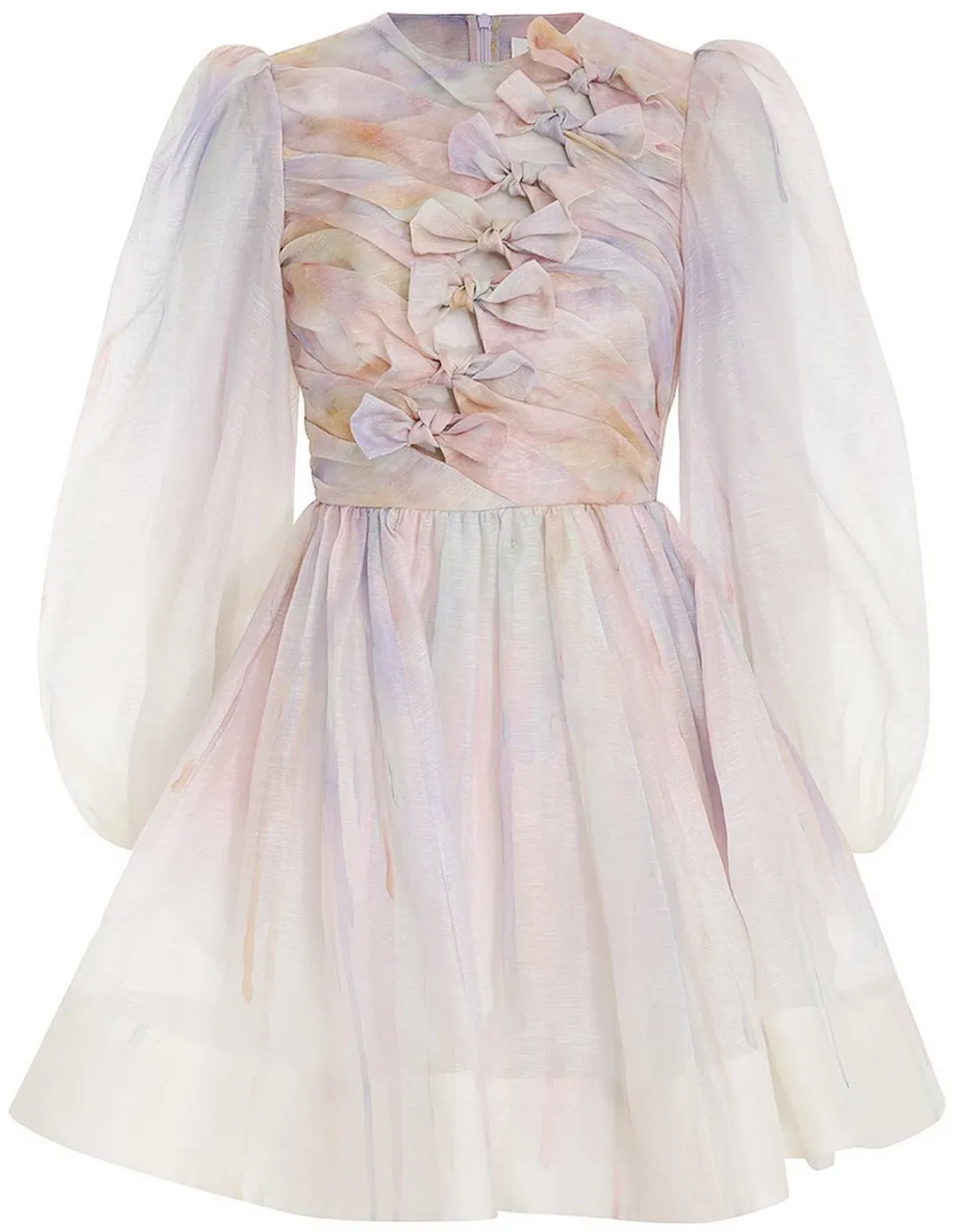 Zimmermann Rhythmic Knot Mini Dress Abstract Rainbow Size 1 / AU 10 for rent on The Volte - main image