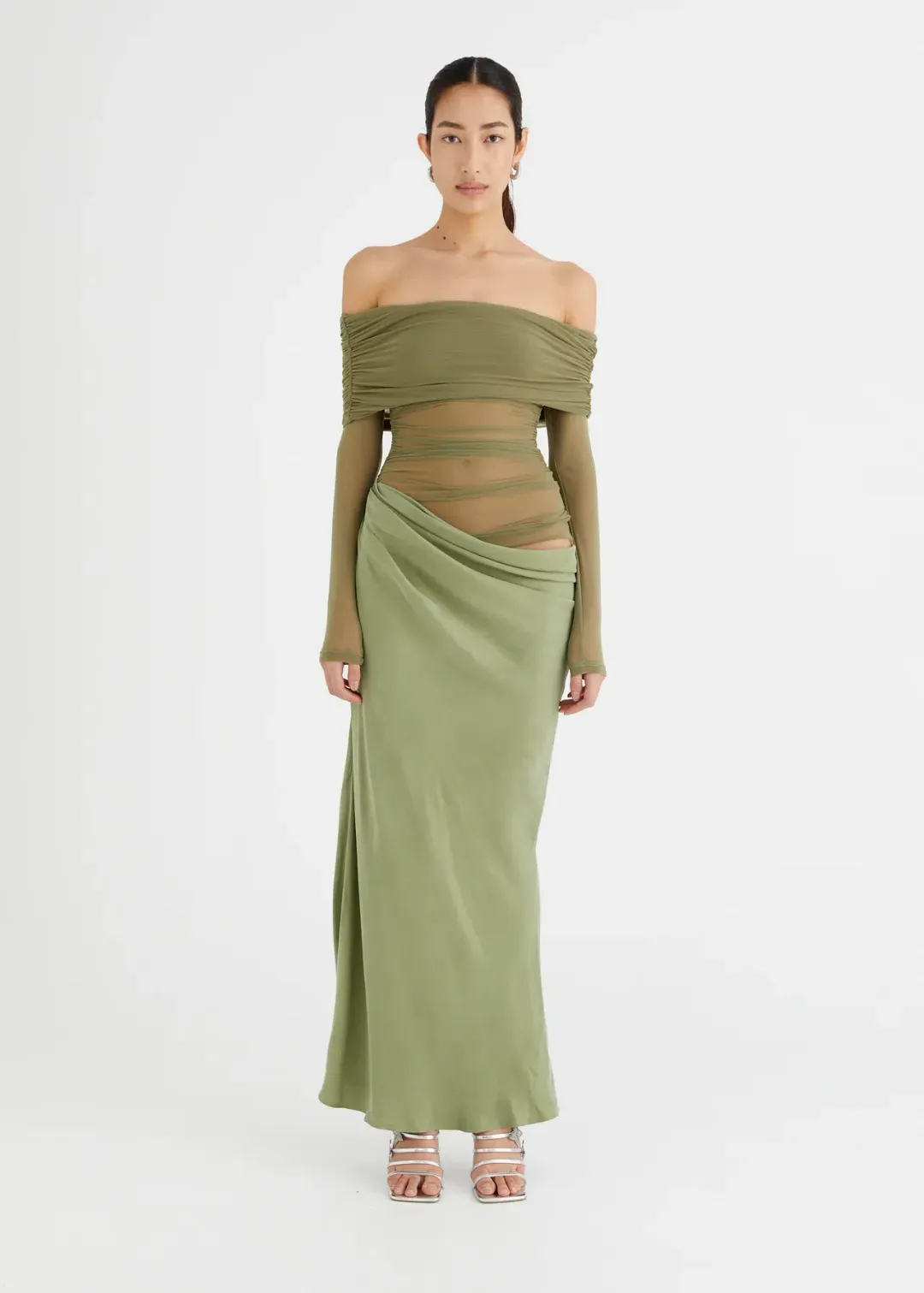 BENNI Yasmin Maxi Dress in Pistachio Size 8 for rent on The Volte - main image
