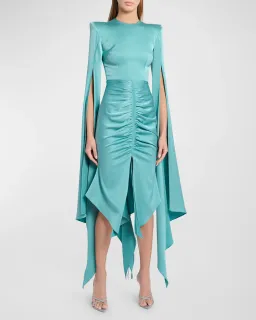 Alex Perry Powell Ruched Dress Teal Size 14 for rent on The Volte - image 1