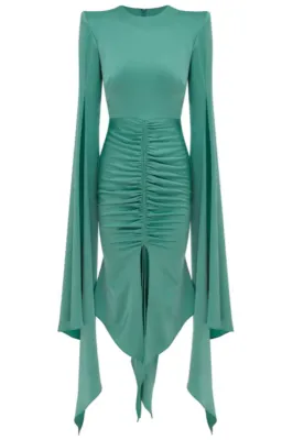 Alex Perry Powell Ruched Dress Teal Size 14 for rent on The Volte - image 2