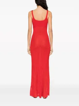 Jacquemus La Robe Maille Belted Long Knit Dress Red Size 6 for rent on The Volte - image 3