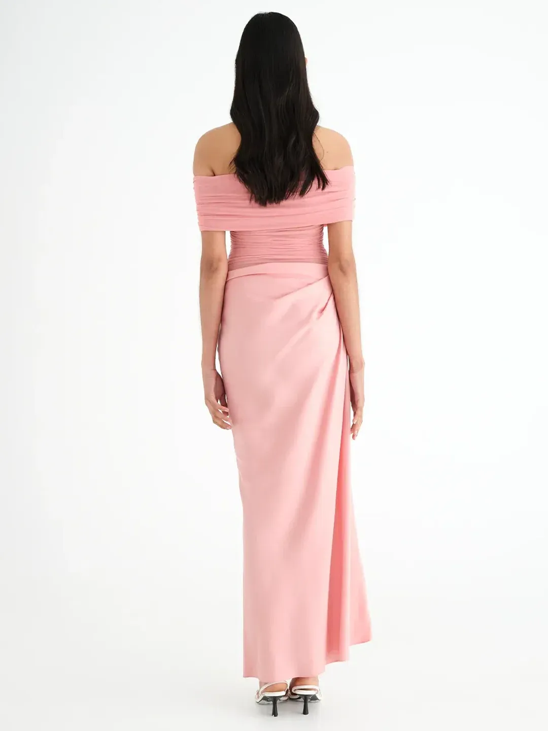 Benni Nico Off Shoulder Maxi Dress Candy Floss Size 8 for rent on The Volte - main image