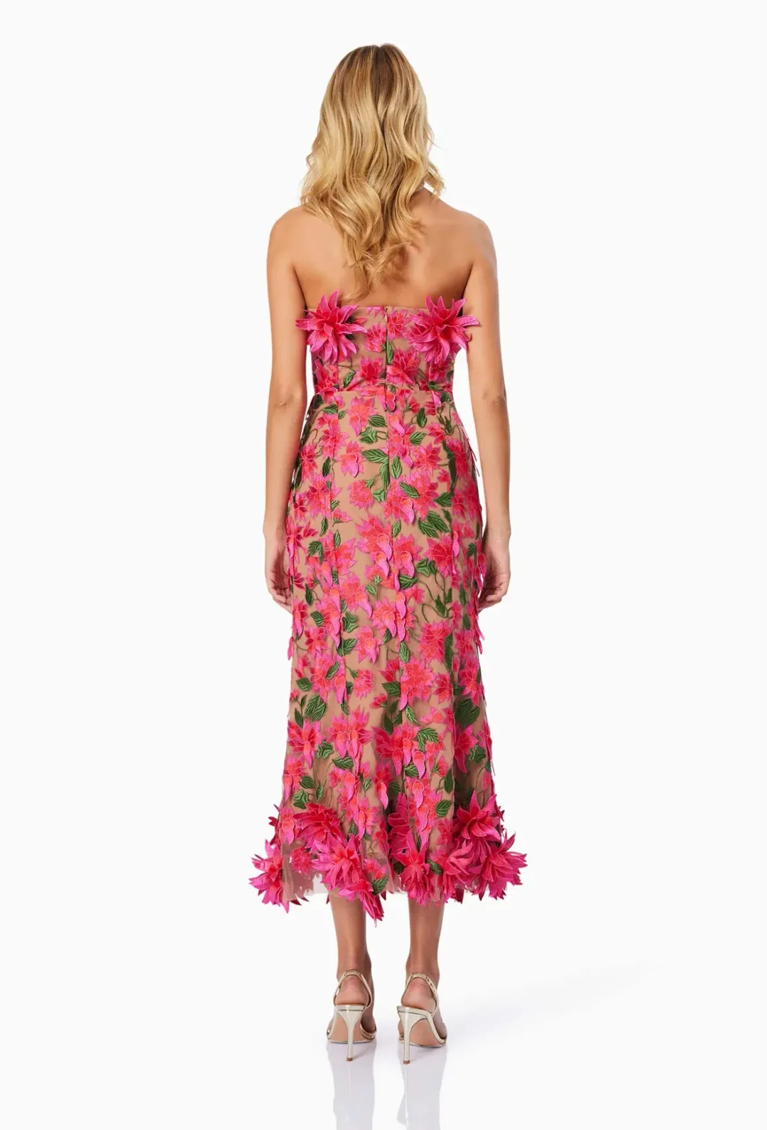 Elliatt Valentina Midi Dress Pink Multi Floral Size 8 for rent on The Volte - main image