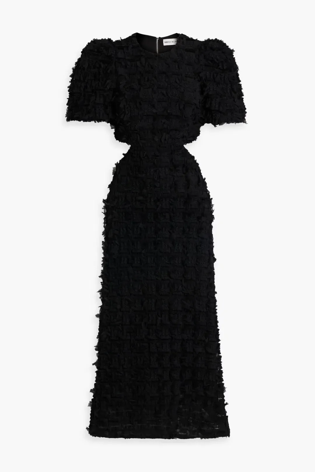 Rebecca Vallance Cherie Amour Puff Sleeve Midi Dress Black Size 10 for rent on The Volte - main image