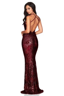 Nookie Shanina plunge gown burgundy red size 8 for rent on The Volte - image 3