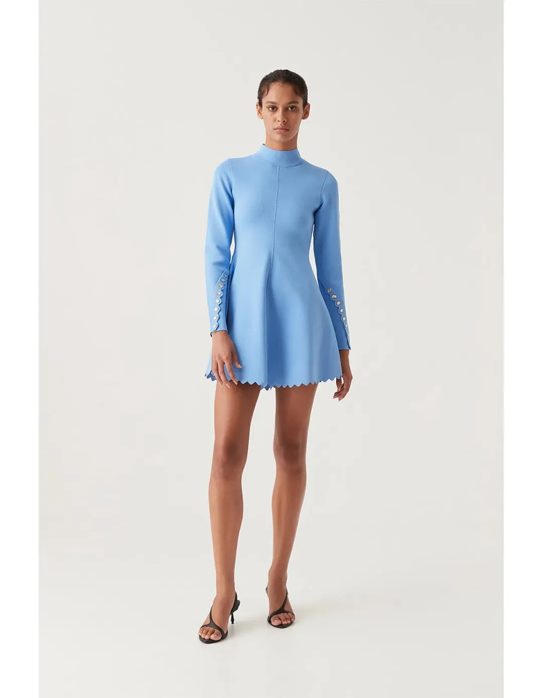 Aje Harmony Knit Mini Dress in Mist Blue Size AU 8 for rent on The Volte - main image