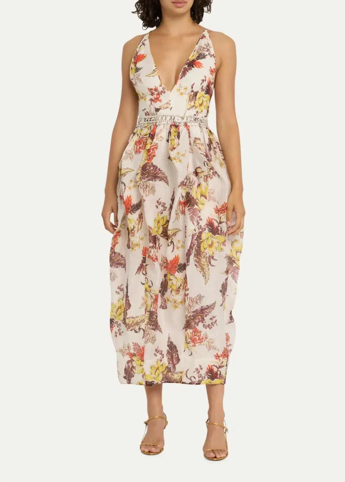 Zimmermann Matchmaker Tulip Dress Ivory Tropical Floral Size 0P / AU 6  for rent on The Volte - main image