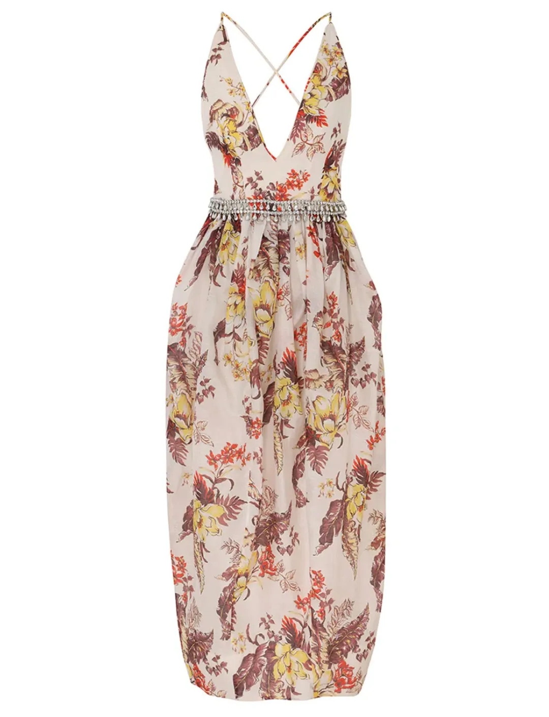 Zimmermann Matchmaker Tulip Dress Ivory Tropical Floral Size 0P / AU 6  for rent on The Volte - main image