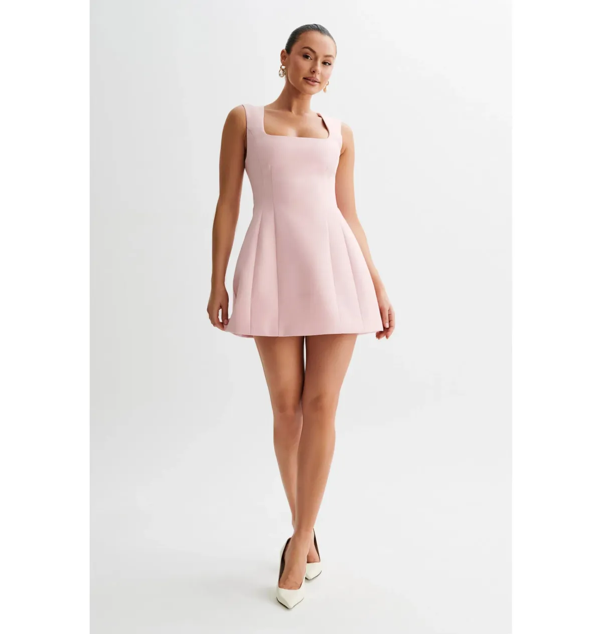Meshki Lysandre Crepe Mini Dress Baby Pink Size XS / AU 6 for rent on The Volte - main image