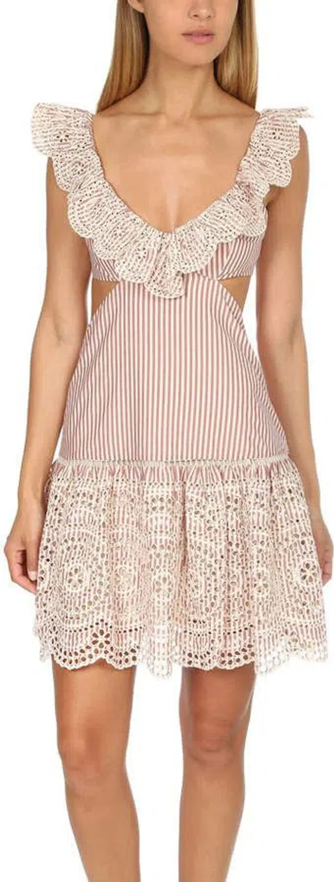 Zimmermann Meridian Stripe Frill Dress Striped Size 0 / AU 8 for rent on The Volte - main image