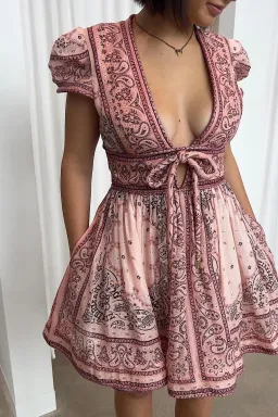 Zimmermann Matchmaker Mini Dress Pink Print Size 0 / AU 8  for rent on The Volte - image 6
