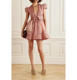 Zimmermann Matchmaker Mini Dress Pink Print Size 0 / AU 8  for rent on The Volte - image 1