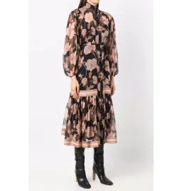 Zimmermann Concert Peonies Panelled Midi Dress Black Peonies Size 0 / AU 8  for rent on The Volte - image 2