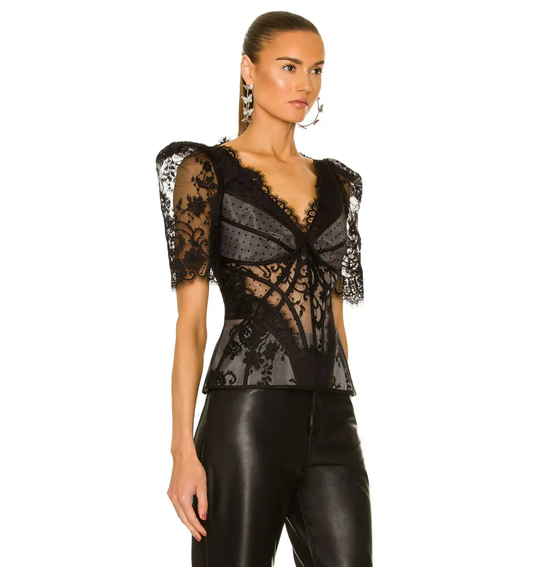 Zimmermann Dancer Lace Bodice Black Size 0 / AU 8  for rent on The Volte - main image