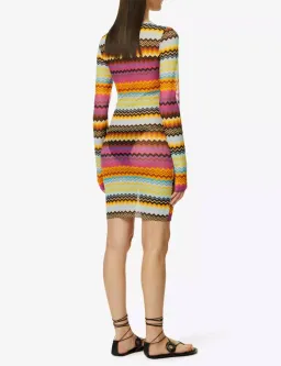 Missoni Zigzag Semi-Sheer Knitted Mini Dress Multi Size AU 6 for rent on The Volte - image 4
