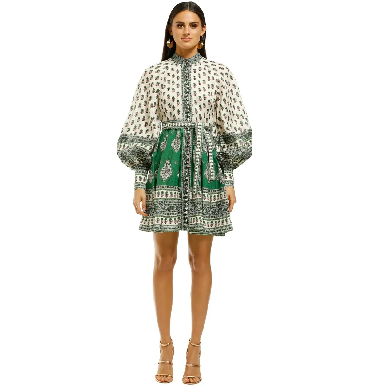 Zimmermann Emerald Buttoned Dress Multi 2 / AU 12  for rent on The Volte - main image