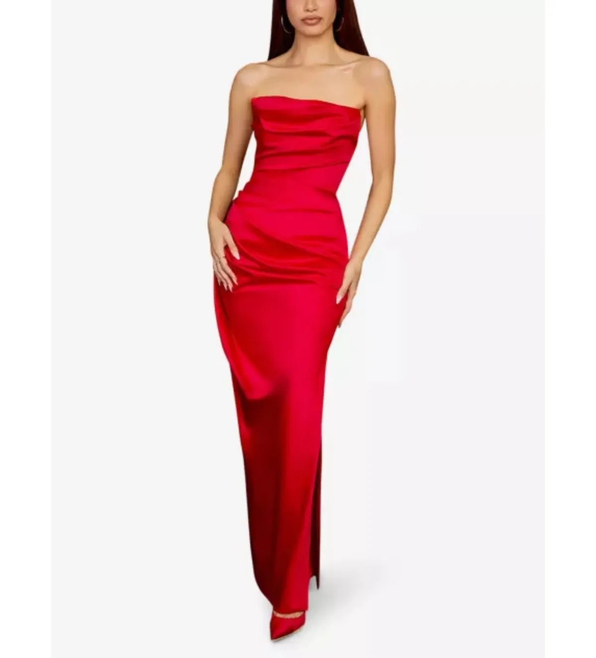 House of CB Adrienne Strapless Corset Maxi Dress Red Size 6 for rent on The Volte - main image