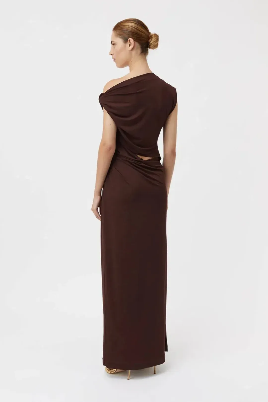 Camilla And Marc Annalise Draped Maxi Dress In Chocolate Brown Size 8 for rent on The Volte - main image