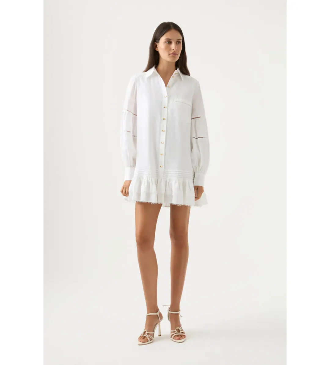 Aje Lotus Shirt Mini Dress In White Size 4 for rent on The Volte - main image