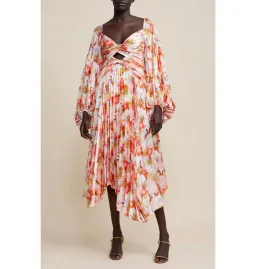 Acler Aurora Midi Dress Rouge Medley Print Size AU 10 for rent on The Volte - image 1