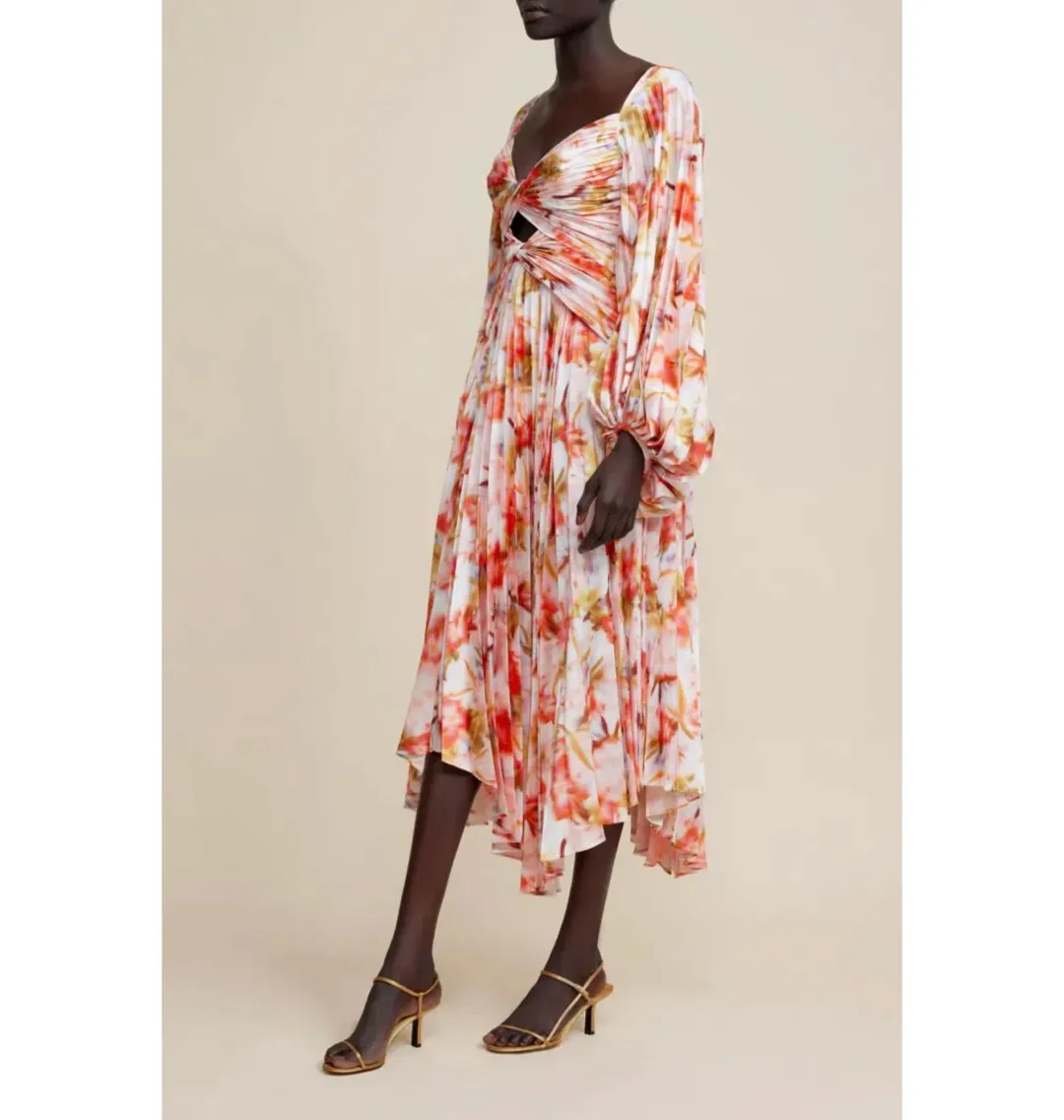 Acler Aurora Midi Dress Rouge Medley Print Size AU 10 for rent on The Volte - main image