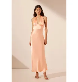 Shona Joy Plunged Halter Midi Dress Peach Size AU 10 for rent on The Volte - image 1