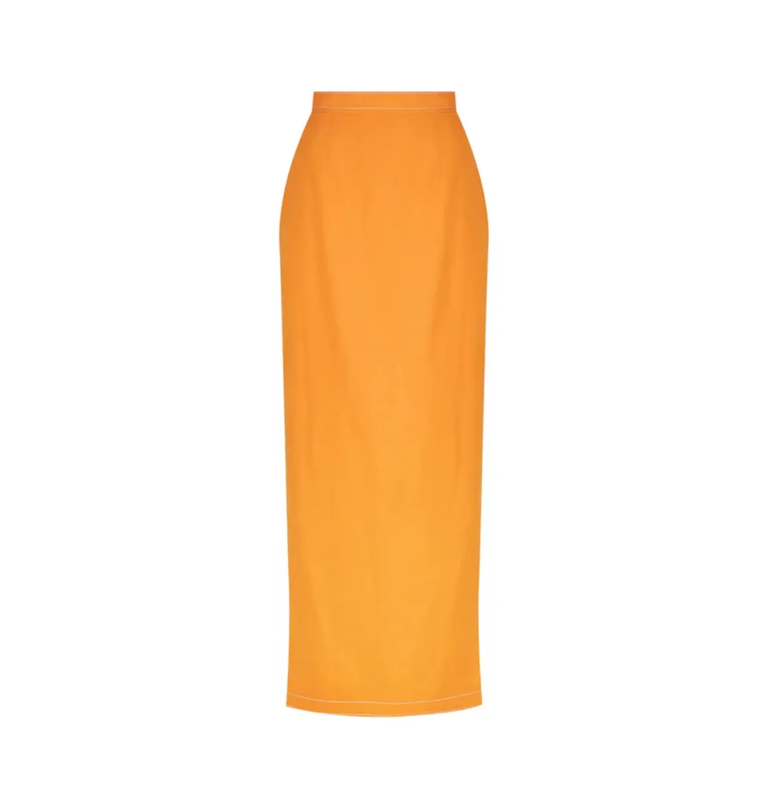 Hansen and Gretel Pepe Cutout Top and Marielle Maxi Skirt Tangerine Size AU 6 for rent on The Volte - main image
