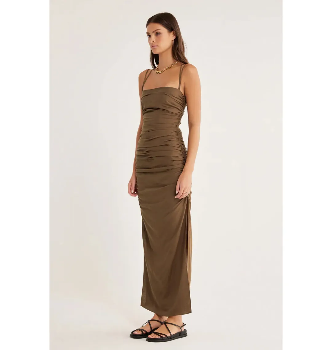 Rumer the Label Mecca Midi Dress in Mocha Size Small / AU 8 for rent on The Volte - main image