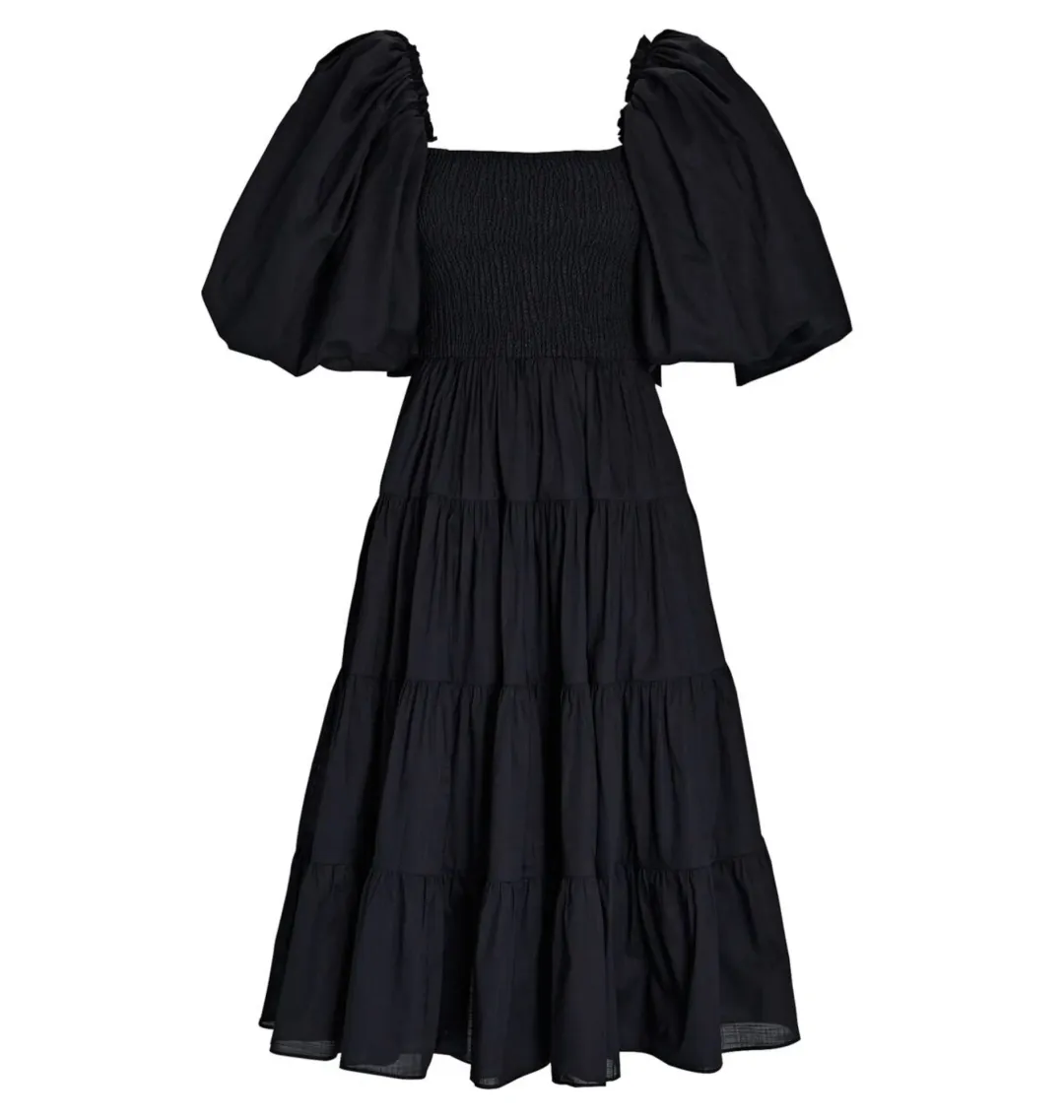 Aje Cherished Puff Sleeve Midi Dress Black Size AU 6   for rent on The Volte - main image