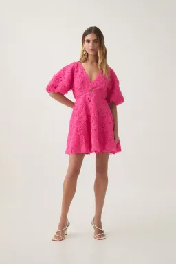 Aje Florential Mini Swing Dress Azalea Pink Size AU 8  for rent on The Volte - image 1