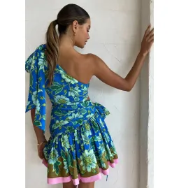 Alemais Winnie One Shoulder Mini Dress Blue/Floral Size AU 8 for rent on The Volte - image 3