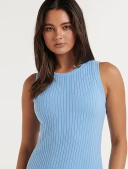 Forever New Molly A-Line Wide Rib Knit Dress Baby Blue Size 16  for rent on The Volte - image 2