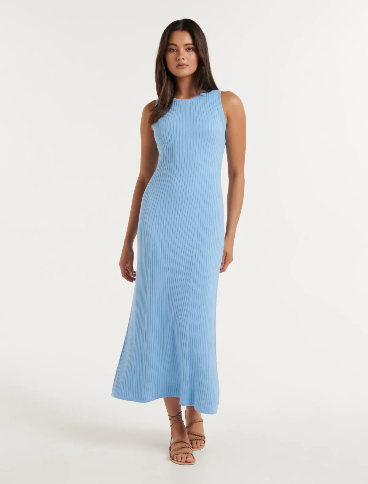 Forever New Molly A-Line Wide Rib Knit Dress Baby Blue Size 16  for rent on The Volte - main image