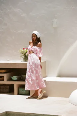 Sabo Skirt Nalu Off Shoulder Dress Gingham Pink/White Size XL / AU 14 for rent on The Volte - image 1