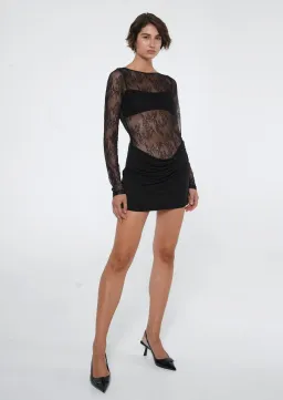 BENNI Yana Lace Mini Dress Black Size 6  for rent on The Volte - image 2