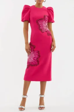 Rebecca Vallance Layana Midi Dress Raspberry Pink Size 12  for rent on The Volte - image 2